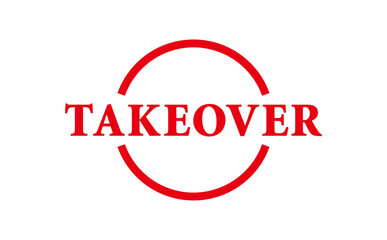 TAKEOVER - Red Rubber Stamp with text TAKEOVER
