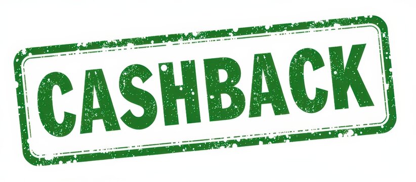 Cashback promotional stamp in green on white background.
