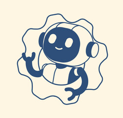 Cute AI robot symbolizing artificial intelligence. Childlike style perfect for education, tech innovation, robotics, and digital future projects.
