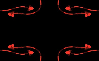 abstract background with red lines, Black background with curved arrow shape