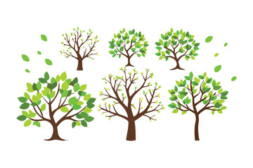 Obraz premium Arboreal Array: A stylized collection of trees in various forms, offering a range of arboreal designs ideal for illustrating nature's essence.