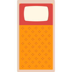 Illustration Of A Flat Sleeping Bag With A Pillow In Orange And Red Colors On A Transparent Background