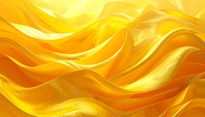 Obraz premium Golden fabric cascades in wavy folds, illuminated from above