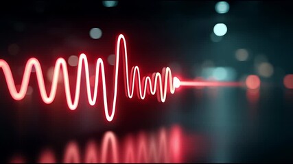 Red waveform emergency signal glow abstract neon pulse line bokeh glow - Powered by Adobe