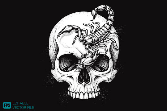Intricate Skull and Scorpion Tattoo Design.