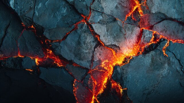 Cracked Rock with Glowing Lava