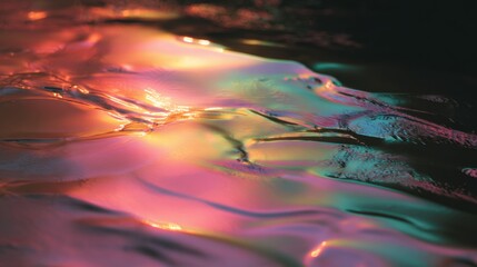 Iridescent Liquid Surface with Color Reflections