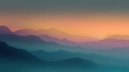 Fototapeta premium Layered Mountains with Gradient Sky
