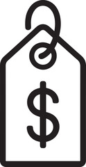 Simple and iconic dollar sign price tag icon representing commerce retail shopping and financial transactions clean design element isolated on transparent background