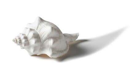 A beautiful spiral seashell from the ocean is a tropical nature object for summer decoration isolated on a white background