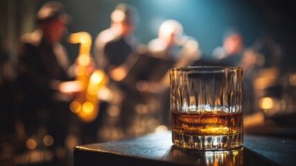 Whiskey glass with jazz band