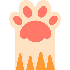 Cute Cat Paw Print With Pink Pad And Orange Accents On A Transparent Background