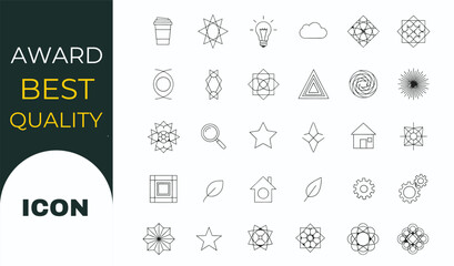 Abstract geometric shapes and lines with vibrant color palette and typographic elements