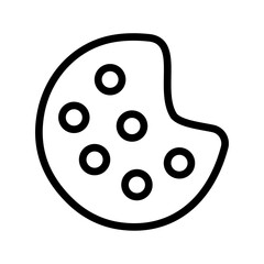 Chocolate Chip Cookie Line Icon — Bitten Biscuit, Snack & Dessert