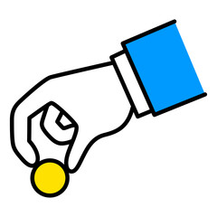 コインをつまむ手