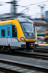 Fototapeta premium Electric train moving in sustainable transport system