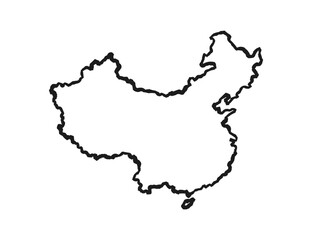 China map hand drawn Sketch outline background vector, freehand Sketch map, vintage hand drawn map.