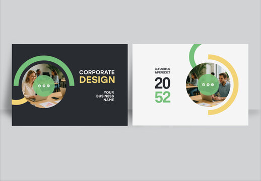 Modern business brochure layout &ndash;  Geometric Book Cover Landscape Layout Colorful 
