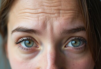 Fototapeta premium expressive hiker portrait, candid portrait of concerned female hiker in soft daylight, introspective shot capturing worried female hiker with visible skin texture and thoughtful expression in natural