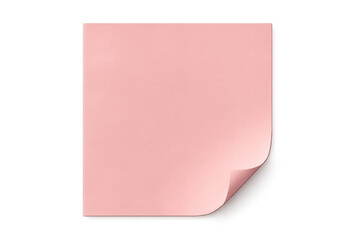 Fototapeta premium Pink sticky note with curled corner on transparent background, adding a reminder or memo concept