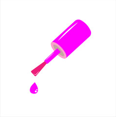 Pink Nail Polish Brush Icon Vector Illustration
