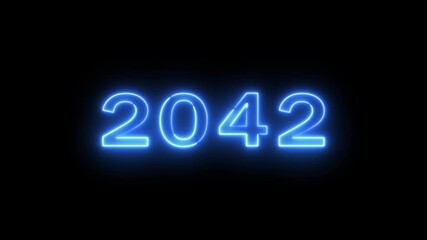 Counting 2025 -2062 years. Neon counting year text animation.