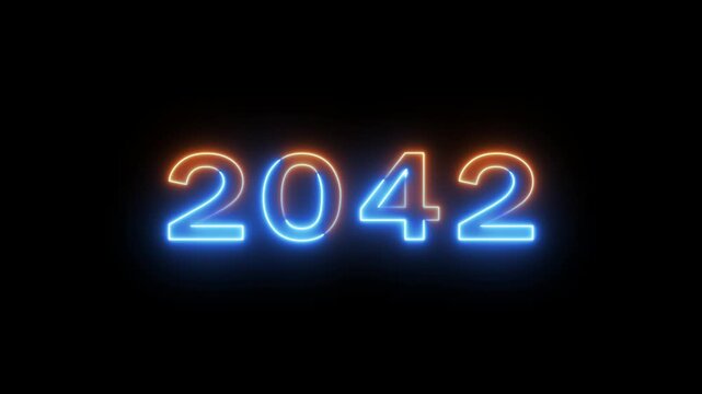 Counting 2025 -2063 years. Neon counting year text animation.