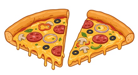 Delicious Pizza Slices with Pepperoni, Olives, and Cheese.