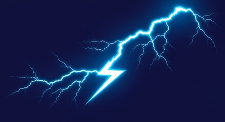 Electric Blue Lightning Bolt on Dark Background Illustration.