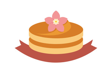 Decorative stack of pancakes with japanese cherry blossoms