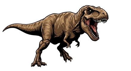 Tyrannosaurus Rex Dinosaur Roaring with Open Mouth and Sharp Teeth.