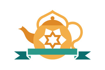 Decorative teapot with moroccan star lattice and ribbon design
