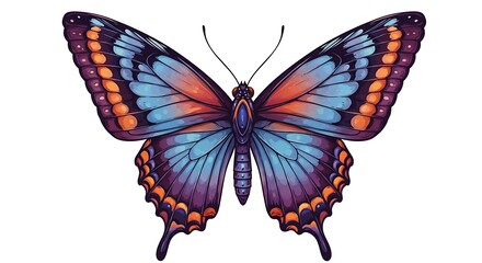 Vibrant Butterfly Illustration with Intricate Wing Patterns.