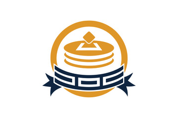 Decorative stack of pancakes with greek meander ribbon