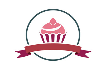 Art deco cupcake with ribbon illustration