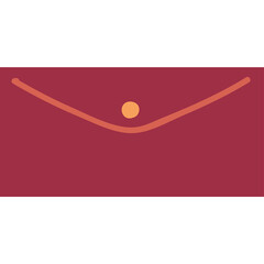 Deep Red Envelope with Light Orange Stitching and Circular Closure Detailed Visual Element on Transparent Background