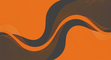 Abstract Orange and Gray Wavy Background Design.