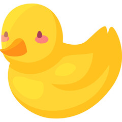 Cute Yellow Rubber Duck Toy Adorable Playful Cartoon Style With Pink Cheeks And Orange Beak Simple Flat Design Illustration No Background