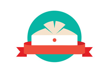 Minimalist pizza box design with decorative ribbon fold