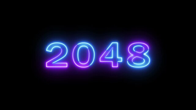 Counting 2025 -2076 years. Neon counting year text animation.