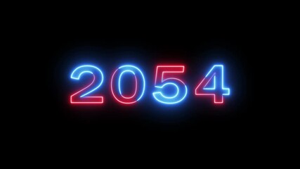 Counting 2025 -2088 years. Neon counting year text animation.