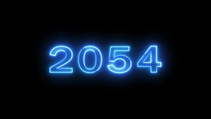 Counting 2025 -2089 years. Neon counting year text animation.