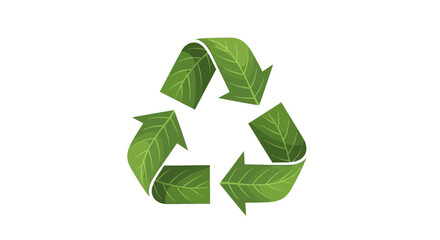 Eco-friendly recycling symbol crafted from vibrant green leaves, representing a commitment to environmental sustainability and a greener future
