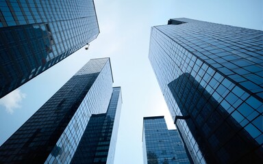 Reflective skyscrapers, business office buildings. High quality