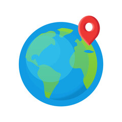 World Globe with Location Pin Icon