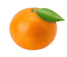 Orange fruit with leaves (mandarin oranges) isolated, transparent PNG, PNG format, cut out