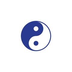 Balance and harmony with a modern Yin Yang symbol in navy blue, representing duality, equilibrium, and contrasting forces in life and business projects
