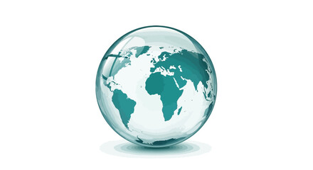 Elegant World Globe Illustration of Earth's Continents in Clear Glass