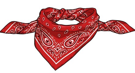 Red Bandana with Paisley Pattern, Classic Western Style Accessory.
