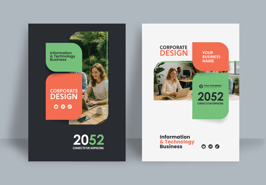 Business Report Cover Template &ndash; Colorful  Geometric Layout (A4)	
